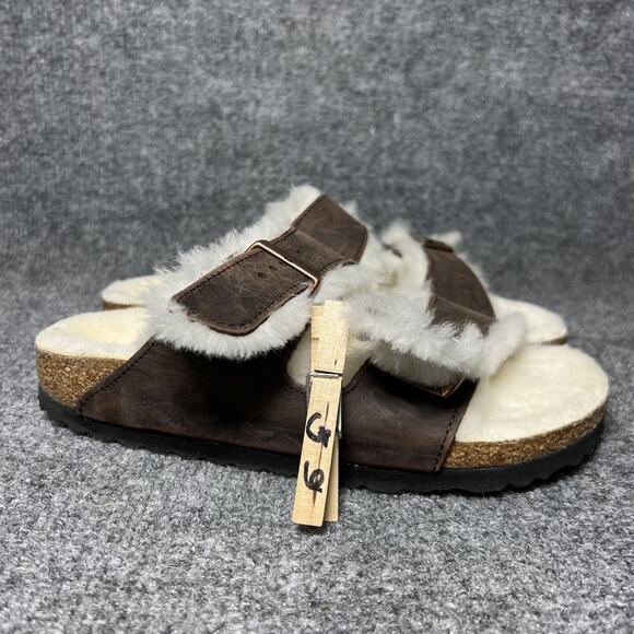 Birkenstock Sandals Womens Size 5 Brown Arizona Shearling Made in Germany EU 36 - Picture 9 of 9